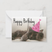 Carte De Correspondance joyeux anniversaire mignon chat avec casquette ros (Devant)