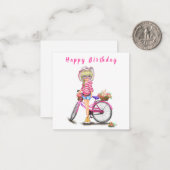Carte De Correspondance Joyeux anniversaire - mignonne fille blonde avec V (Devant/Arrière en situation)