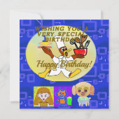 Carte De Correspondance Joyeux Anniversaire Puppy Spaceship Chef Ducky Kaz (Dos)