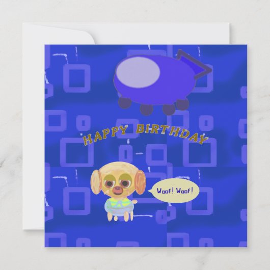 Carte De Correspondance Joyeux Anniversaire Puppy Spaceship Chef Ducky Kaz (Devant)
