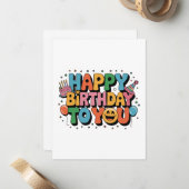 Carte De Correspondance Joyeux Anniversaire Smiley (Devant/Arrière en situation)