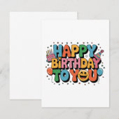 Carte De Correspondance Joyeux Anniversaire Smiley (Devant / Derrière)