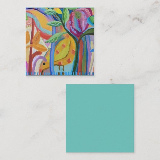 Carte De Correspondance Joyeux art des oiseaux jaunes (Devant / Derrière)