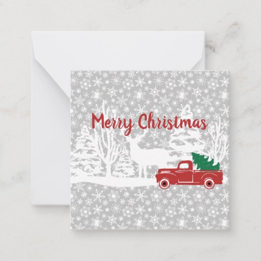 Carte De Correspondance Joyeux camion de Noël et cerf (Devant)