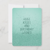 Carte De Correspondance Joyeux Chat d'Anniversaire Grand Turquoise Étincel (Dos)