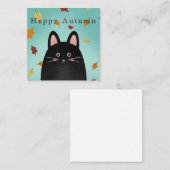 Carte De Correspondance Joyeux chat noir d'automne (Devant / Derrière)