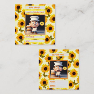 Carte De Correspondance Joyeux Chef Donut 3D Sur Fleurs Jaunes, Anniversai