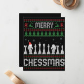 Carte De Correspondance Joyeux Chessmas Drôle de Noël d'échecs Sweater hid (Devant/Arrière en situation)