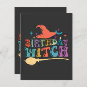 Carte De Correspondance Joyeux Halloween- Anniversaire Sorcière (Devant / Derrière)