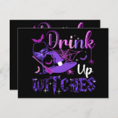 Carte De Correspondance Joyeux Halloween - Boire des sorcières (Devant / Derrière)