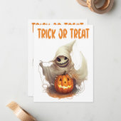 Carte De Correspondance Joyeux Halloween Ghoul (Devant/Arrière en situation)