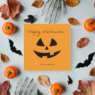 Carte De Correspondance Joyeux Halloween Visage de citrouille mignon salut
