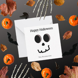 Carte De Correspondance Joyeux Halloween Visage de squelette mignon saluta