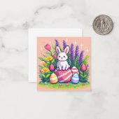 Carte De Correspondance Joyeux lapin de Pâques 8 bits art pixel (Devant/Arrière en situation)