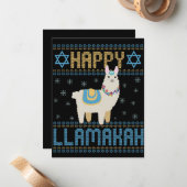 Carte De Correspondance Joyeux LLamakah Cadeau drôle de Hanukka juif (Devant/Arrière en situation)