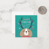 Carte De Correspondance Joyeux Noël : Art d'Illustration Beagle (Devant/Arrière en situation)