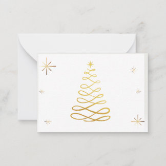 Carte De Correspondance Joyeux Noël avec Gold Tree Note Card