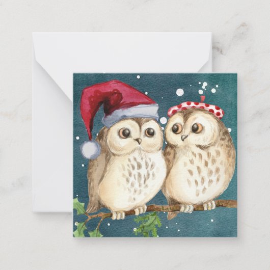 Carte De Correspondance Joyeux Noël/Bonne fête des Owls (Devant)