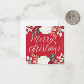Carte De Correspondance Joyeux Noël botanique rouge classique (Devant/Arrière en situation)