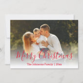 Carte De Correspondance joyeux noël calligraphie moderne photo de vacances (Devant)