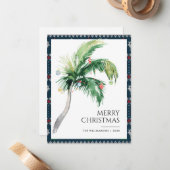 Carte De Correspondance Joyeux Noël Décoré Palm Tree Côte (Devant/Arrière en situation)
