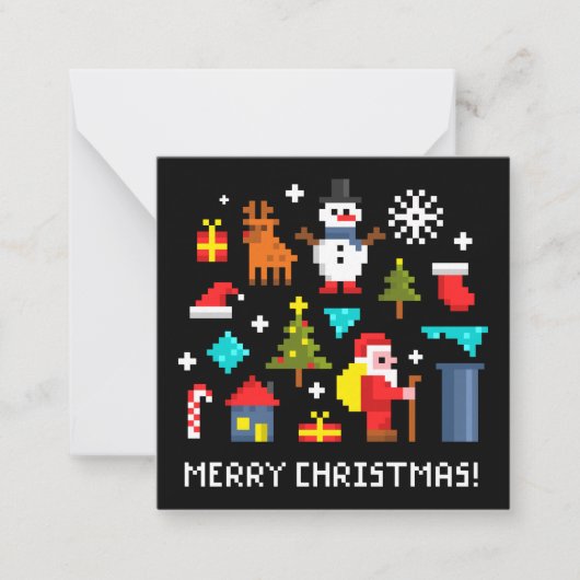 Carte De Correspondance Joyeux Noël dessins animés pixelisés (Devant)