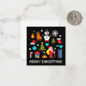 Carte De Correspondance Joyeux Noël dessins animés pixelisés (Devant/Arrière en situation)