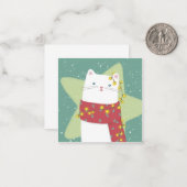 Carte De Correspondance Joyeux Noël : Illustration de chat (Devant/Arrière en situation)