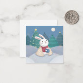 Carte De Correspondance Joyeux Noël : Illustration de lapin (Devant/Arrière en situation)