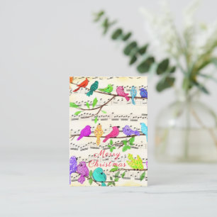 Carte De Correspondance Joyeux Noël - Jolie chanson colorée d'oiseaux musi