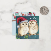 Carte De Correspondance Joyeux Noël/Joyeuses Fêtes Chouettes (Devant/Arrière en situation)