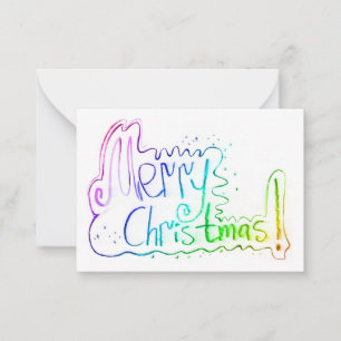 Carte De Correspondance Joyeux Noël lettrage pastel main