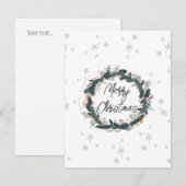 Carte De Correspondance Joyeux Noël mignon ferme moderne blanc gris (Devant / Derrière)