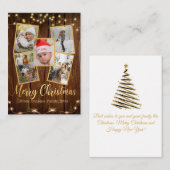 Carte De Correspondance joyeux noël or rustique ferme 5 photo (Devant / Derrière)