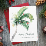 Carte De Correspondance Joyeux Noël Palm Tree Côte tropicale<br><div class="desc">Une carte de voeux moderne et élégante avec une typographie manuscrite moderne et ornée d'un palmier décoré. Customisez facilement cette carte en cliquant sur le bouton "Personnaliser".</div>