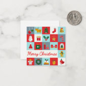 Carte De Correspondance Joyeux Noël Patchwork d'icônes de vacances rétro (Devant/Arrière en situation)