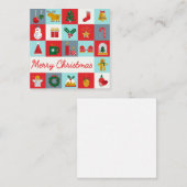 Carte De Correspondance Joyeux Noël Patchwork d'icônes de vacances rétro (Devant / Derrière)
