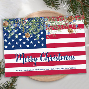 Carte De Correspondance Joyeux Noël Patriotique Joyeux Flag américain