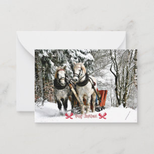 Carte De Correspondance Joyeux Noël ! Promenade en traîneau à la campagne