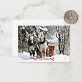 Carte De Correspondance Joyeux Noël ! Promenade en traîneau à la campagne (Devant/Arrière en situation)