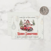 Carte De Correspondance Joyeux Noël rouge ramassage (Devant/Arrière en situation)