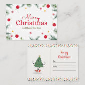 Carte De Correspondance Joyeux Noël simple et élégant (Devant / Derrière)