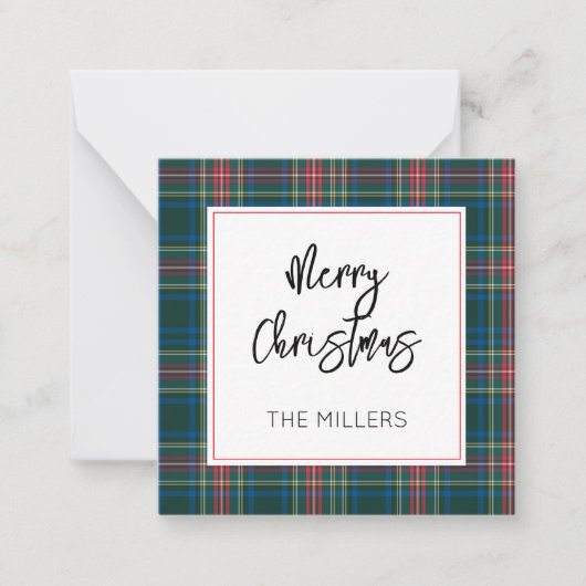 Carte De Correspondance Joyeux Noël Tartan Plaid Classic Preppy Cadeau (Devant)