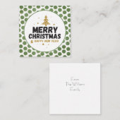 Carte De Correspondance Joyeux Noël Vert et Or (Devant / Derrière)