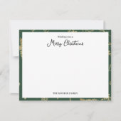 Carte De Correspondance Joyeux Noël vert et or Botanique (Devant)