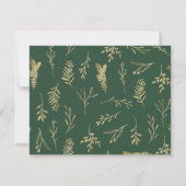Carte De Correspondance Joyeux Noël vert et or Botanique (Dos)