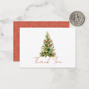 Carte De Correspondance Joyeux petit arbre de Noël rouge merci