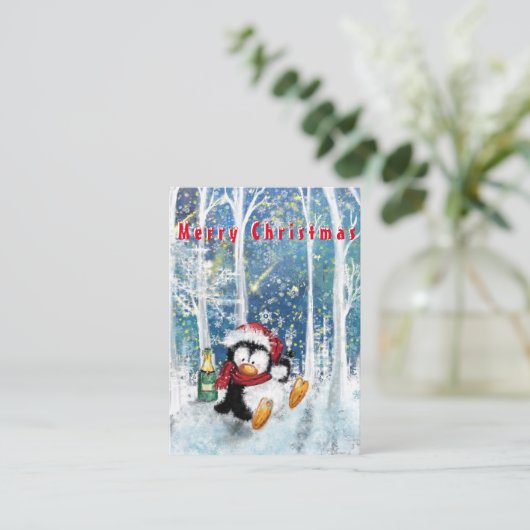 Carte De Correspondance Joyeux pingouin - Joyeux Noël - Fun - Fun (Debout devant)