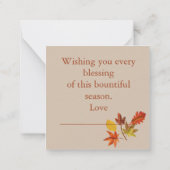 Carte De Correspondance Joyeux Thanksgiving (Dos)