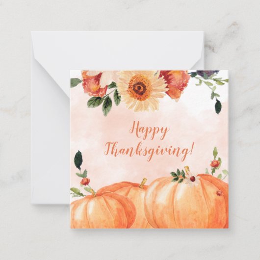 Carte De Correspondance Joyeux Thanksgiving Floral (Devant)